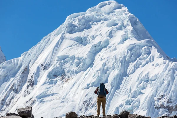 Hiking Scene Cordillera Mountains Peru — Stock Photo, Image