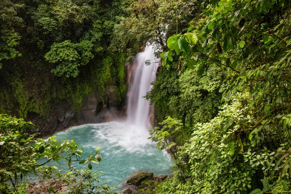 Majestic Waterfall Rainforest Jungle Costa Rica Tropical Hike — Stock Photo, Image