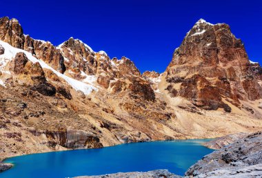 Cordillera Huayhuash, Peru, Güney Amerika 'daki güzel dağ manzaraları