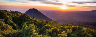 Beautiful  volcano  in Cerro Verde National Park in El Salvador at sunset clipart