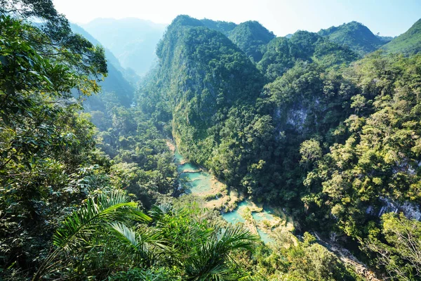 Gyönyörű Természetes Medencék Semuc Champey Lanquin Guatemala Közép Amerika — Stock Fotó