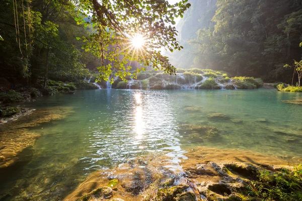 Belas Piscinas Naturais Semuc Champey Lanquin Guatemala América Central — Fotografia de Stock