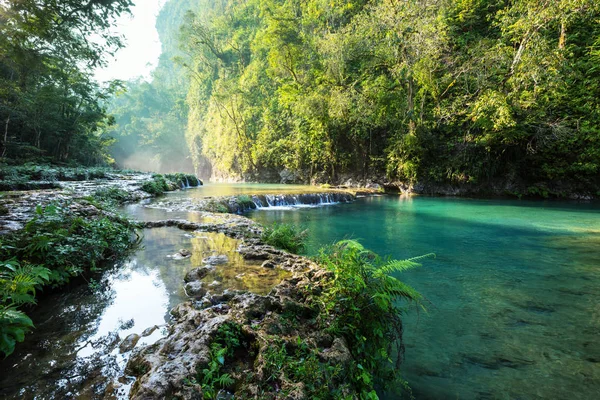 Vackra Naturliga Pooler Semuc Champey Lanquin Guatemala Centralamerika — Stockfoto
