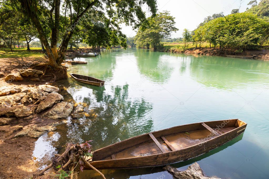 Boats on the river, Guatemala