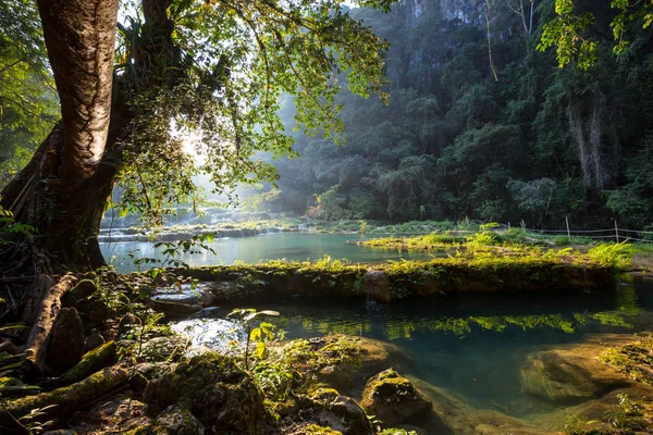 Красивые Природные Бассейны Semuc Champey Lanquin Гватемала Центральная Америка — стоковое фото