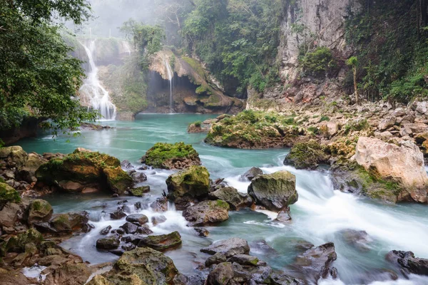 Krásné Přírodní Bazény Semuc Champey Lanquin Guatemala Střední Amerika — Stock fotografie