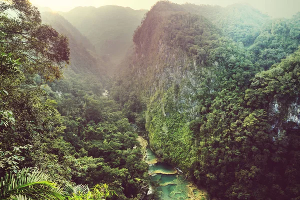 Gyönyörű Természetes Medencék Semuc Champey Lanquin Guatemala Közép Amerika — Stock Fotó