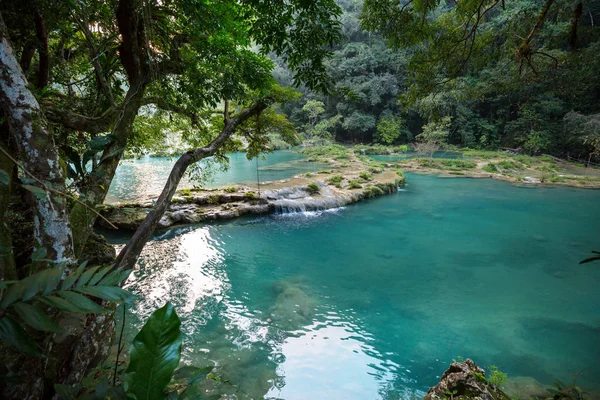 Piękne Naturalne Baseny Semuc Champey Lanquin Gwatemala Ameryka Środkowa — Zdjęcie stockowe