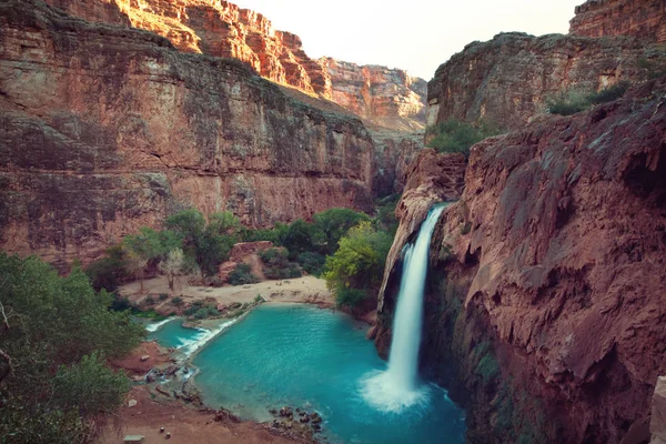 Hawasu Wasserfall Havasupai Reservat Supai Arizona Der Südwestlichen Ecke Des — Stockfoto