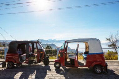 Tuk tuk araç Atitlan Gölü, Guatemala, Orta Amerika'da