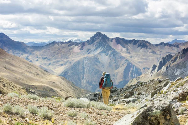 Hiking Scene Cordillera Mountains Peru — Stock Photo, Image