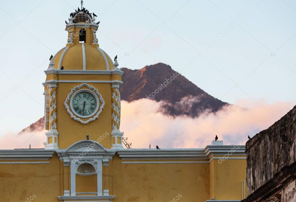 Colonial architecture in ancient Antigua Guatemala city, Central America, Guatemala