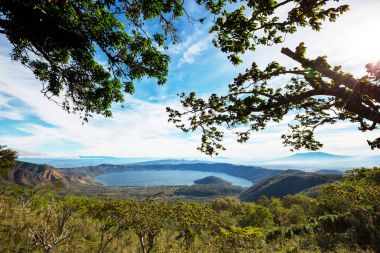 COATEPEQUE lake görünümü, Santa Ana, El Salvador, Orta Amerika