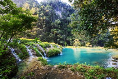 Beautiful natural pools in Semuc Champey, Lanquin, Guatemala, Central America clipart
