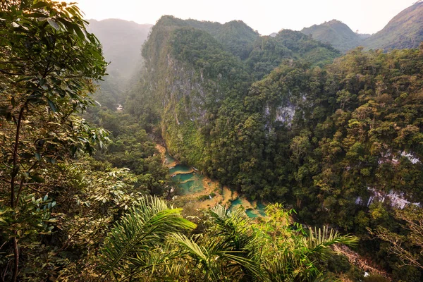 Piękne Naturalne Baseny Semuc Champey Lanquin Gwatemala Ameryka Środkowa — Zdjęcie stockowe