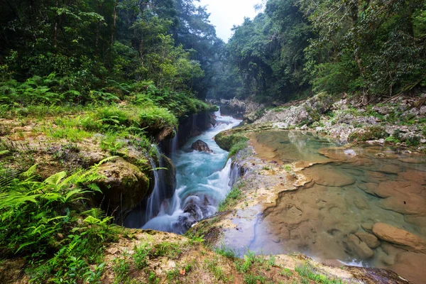 Belle Piscine Naturali Semuc Champey Lanquin Guatemala America Centrale — Foto Stock