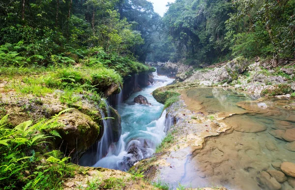Gyönyörű Természetes Medencék Semuc Champey Lanquin Guatemala Közép Amerika — Stock Fotó