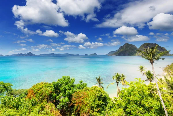 Vue Panoramique Imprenable Sur Baie Mer Les Îles Montagne Palawan — Photo