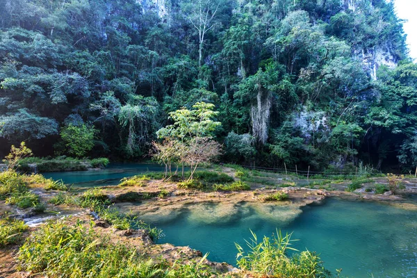 Piękne Naturalne Baseny Semuc Champey Lanquin Gwatemala Ameryka Środkowa — Zdjęcie stockowe