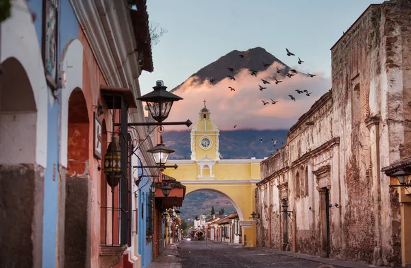 Colonial architecture in ancient Antigua Guatemala city, Central America, Guatemala