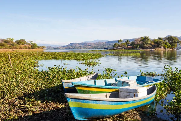 Boats Lake Salvador Central America — Stock Photo, Image