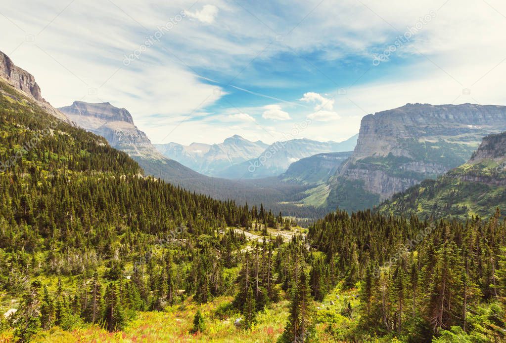 Picturesque rocky peaks of the Glacier National Park, Montana, USA