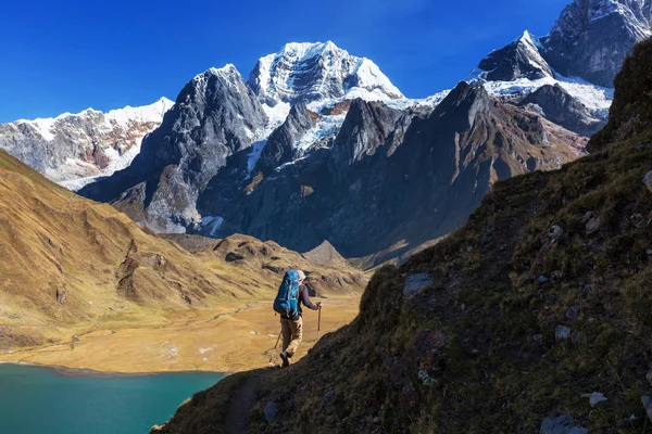 Hiking Scene Cordillera Mountains Peru — Stock Photo, Image