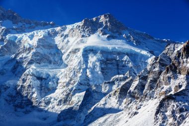 Dağların manzarası, Kanchenjunga Bölgesi, Himalayalar, Nepal.