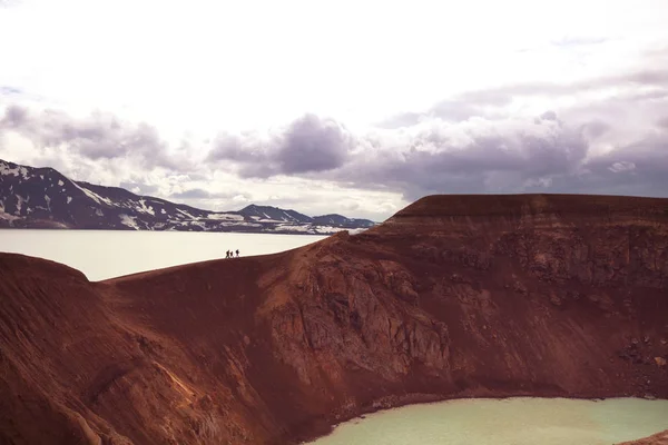 Lago Cratera Geotérmica Perto Vulcão Askja Islândia — Fotografia de Stock