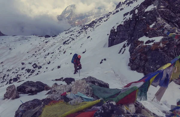 Hiker Himalayas Mountain Nepal — Stock Photo, Image