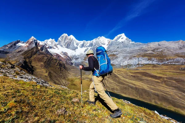 Hiking Scene Cordillera Mountains Peru — Stock Photo, Image