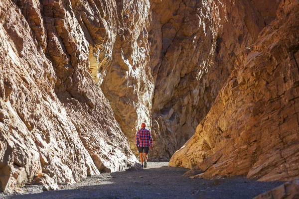 峡谷の石形成の男観光 — ストック写真