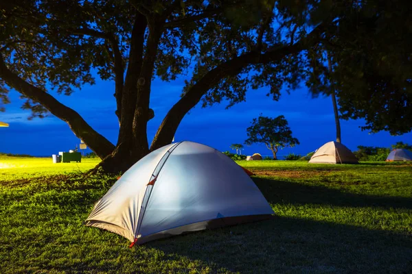 Camping Playa Por Noche — Foto de Stock