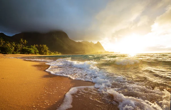 Bela Cena Tunnels Beach Ilha Kauai Havaí Eua — Fotografia de Stock