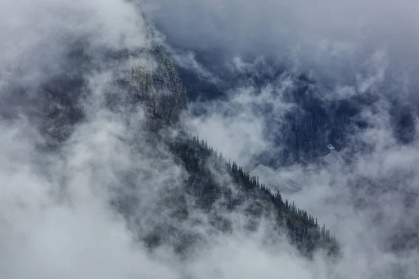 Bella Scena Mattutina Montagna Nebbia All Alba — Foto Stock