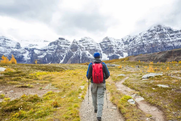Пеший Турист Канадских Горах Поход Является Популярным Видом Отдыха Северной — стоковое фото