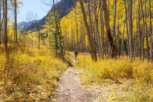 Hike Autumn Mountains Fall Season Theme — Stock Photo, Image