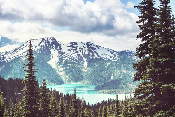 Caminhe Até Águas Turquesa Pitoresco Lago Garibaldi Perto Whistler Canadá — Fotografia de Stock
