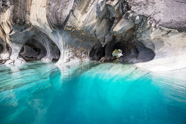 Grottes Marbre Inhabituelles Sur Lac Général Carrera Patagonie Chili Carretera — Photo