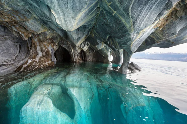 Cuevas Mármol Inusuales Lago General Carrera Patagonia Chile Carretera Viaje —  Fotos de Stock