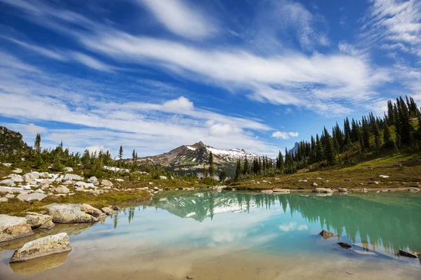 夏の季節には山の中でセレニティ湖 美しい自然景観 — ストック写真