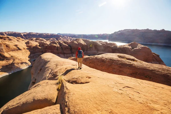 Caminhada Nas Montanhas Utah Caminhadas Paisagens Naturais Incomuns Formas Fantásticas — Fotografia de Stock