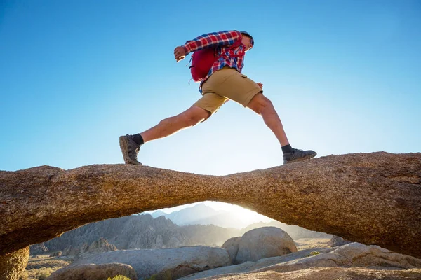 Wandelen Utah Bergen Wandelen Ongewone Natuurlijke Landschappen Fantastische Vormen Zandsteen — Stockfoto