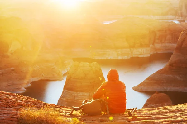 Fondo Natural Inusual Reflection Canyon Lake Powell Utah Inspirador Senderismo — Foto de Stock