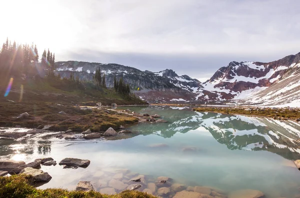 Klidné Jezero Horách Letní Sezóně Krásné Přírodní Krajiny — Stock fotografie