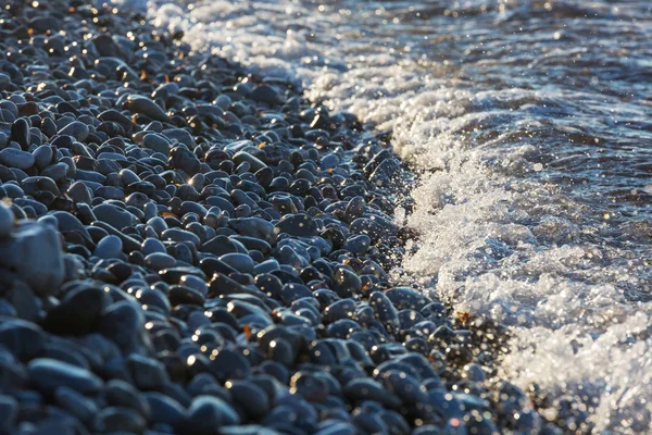 Galets Sur Plage Lever Soleil — Photo