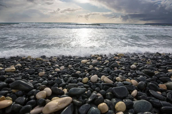 Ola Azul Playa Fondo Desenfocado Manchas Luz Solar Fondo Natural — Foto de Stock