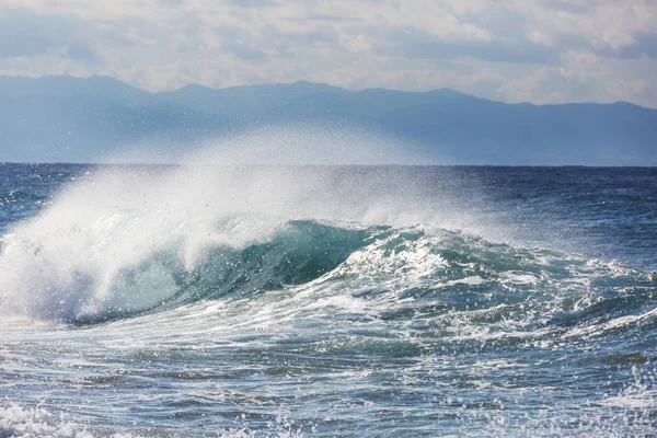 Blue Wave Beach Blur Background Sunlight Spots Peaceful Natural Background — Stock Photo, Image