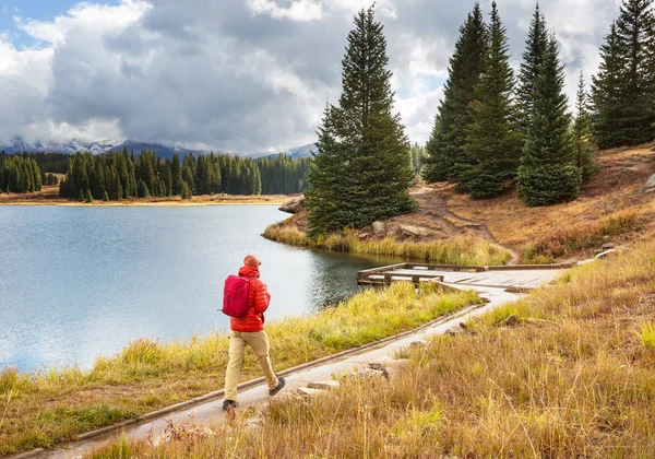 Hike Autumn Mountains Fall Season Theme — Stock Photo, Image