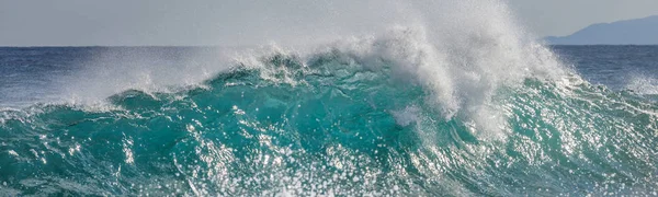 Блакитна Хвиля Пляжі Розмиті Фонові Сонячні Плями Драматичний Природний Фон — стокове фото